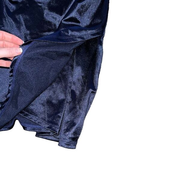 HONEY & ROSIE Square Neck Faux Wrap Satin Blue Dress Size Large - Picture 5 of 11